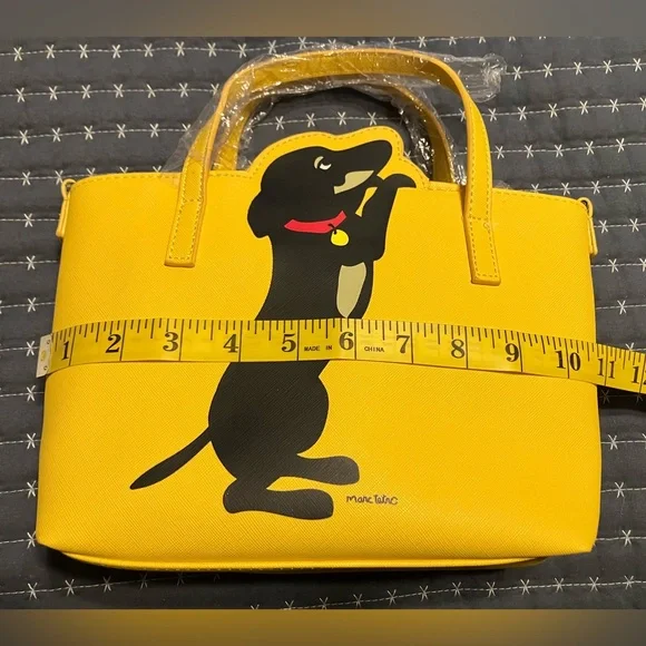 Yellow Dachshund Graphic Tote Bag with Wallet and Wristlet - Picture 7 of 11